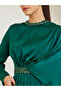 Teal Embellished Ruffled Cape Detail Maxi Dress - 4