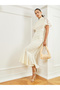 Cream Lace Short Sleeve Mermaid Hem Midi Dress