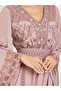 Purple Printed Belted A-Line Jalabiya - 4