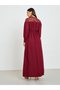 Women Maroon Long Sleeves A Line Maxi Dress - 5