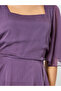 Purple Short Sleeve Tiered Maxi Dress - 4