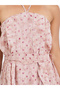 Women Pink Polka Dot Ruffle Detail Sleeveless Maxi Dress - 3