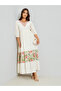 Women Cream Floral Embroidered A-Line Maxi Dress