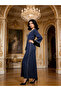 Women Navy Blue Embroidered A-Line Jalabiya