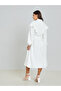 White Lace Collar Shirt Midi Dress - 5