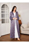 Floral Print Purple Abaya with Front Tie Detail