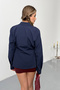 Women's Long Sleeve Cotton Shirt with Side Tie Detail Navy Blue - 26Y 2004 - 5