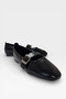 Women's Ballerinas with Buckle, Comfortable Sole, Adjustable Belt Band, Black - 2