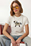 Embroidered Cotton Knitted T-Shirt Lcr0114 White - 2