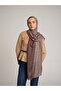 Nazenin Plain Monogram Double-Sided Shawl - Brown Cream - 3