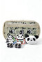 Panda Patterned Multi-Compartment Pen Holder - Plush Brooch-Sticker-Clip Gift - 2
