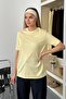 Women's Crew Neck 100% Cotton Basic T-Shirt Yellow - 26Y 26650 - 3