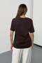 Women's Dog Embroidered 100% Cotton T-Shirt Brown - 26Y 26730 - 5