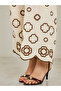 Women White Embroidered Wide Leg Trousers - 3