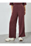 Burgundy Textured Wide Leg Knit Joggers - 2