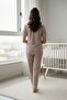 Pure Comfort Front Buttoned Shirt Collar Striped Short Sleeve Maternity and Postpartum Pajama Set - 5