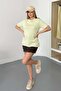 Women's Crew Neck 100% Cotton Basic T-Shirt Green - 26Y 26650 - 3