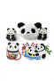 Panda Patterned Multi-Compartment Pen Holder - Plush Brooch-Sticker-Clip Gift - 3