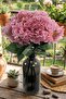 Artificial Flower 5 Branches Wet Cornales Veined Hydrangea Bunch 45 cm Dried Rose