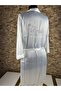 Bride Stone Embroidered Hologram Ecru Satin Tie-Up Dressing Gown - 3