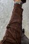 Big Dart Turtleneck Stripe Ruffle Blouse - Brown Brown - 5