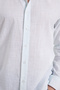 Men's Slim Fit Slim Fit 100% Cotton Striped Long Sleeve Linen Effect Mint Shirt - 5