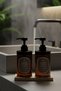 Set of 2 Amber Soap Dispensers with Wooden Stand 400ml - Hand Soap & Hand Lotion Dispenser - 400Hhccoval - 7