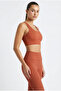 Women's Brick Red Ribbed Seamless Sports Bustier Leggings Set - 4