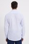Men's Slim Fit Slim Fit 100% Cotton Striped Long Sleeve Linen Effect Blue Shirt - 6