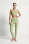 Women's Pistachio Green Ribbed High Waist Seamless Sports Leggings Bra Set