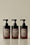 3-Piece Amber Liquid Soap Dispenser Set with Metal Stand 400 ml - Shampoo, Shower Gel, Conditioner Bottle |   400Hhccc - 2