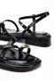 Women's Black Shiny Gold Ring Detailed Casual Sandals - 3