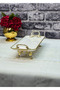 Pisa Metal 4-Legged with Handle, Antique & Gold Detailed Güral Porcelain 33*15cm - 3