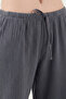 Cotton Relaxed Fit Wide Leg Muslin Trousers Pants 668Yp5502 - 6