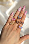 Steel Shiny Butterfly Glossy Gold Color Ring Adjustable - 3