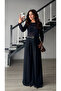 Navy blue pleated wide leg belted palazzo pants - 5