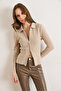 Women's Stone Double-Sided Zippered Soft Textured Knitwear Blouse Blz-19003218 - 4