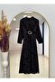 Butterfly Pattern Dress with Front Buckle-Ek749.3 Brown - 2