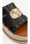 Square Thick Gold Buckle Detailed High Heeled Comfortable Women's Summer Slippers Sandals - 3