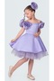 Babyaden Detachable Buckle Boat Neck Satin Evening Dress with Rose Details Birthday Costume Girl Child Dress