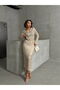 تنورة مزينة بالريش - فضي حجري |   F1621 - 2