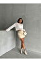 Leather Belted Skirt - Stone |   F1840 - 3