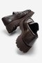 Women's Brown Shiny Leather Loafer Thick Sole Casual Shoes - 5