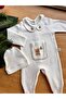 Newborn Jumpsuit with Ornamental Pockets and Teddy Bear Hat Set - Forest Series 1 - 2