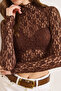 Women's Brown High Neck Crop Lace Blouse Blz-19003229 - 6