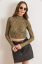 Women's Khaki High Neck Crop Lace Blouse Blz-19003229 - 2