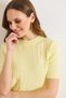 Women's Yellow Heart Embroidered Hair Braided Seasonal Knitwear Blouse Blz-19003221 - 3