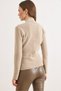 Women's Stone Color Stand Collar Snap Fastener Soft Textured Knitwear Sweater Kzk-19000998 - 2