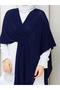 Women's Navy Blue Front Detailed Poncho Cardigan - 2