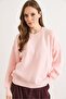 Women's Candy Pink Crew Neck Geometric Patterned Knitwear Sweater Kzk-19001151 - 2